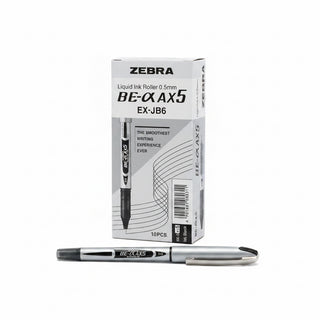Zebra Liquid Ink Roller 0.5 mm EX-JB6 x10 Black / زيبرا قلم حبر سائل 0.5مم EX-JB6 أسود ×10
