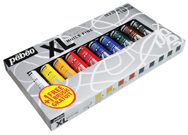 pebeo XL Oil Colour 10x20ml TUBES+1 BRUSH / 10 أنابيب ألوان زيتية (كل أنبوب 20 مل)