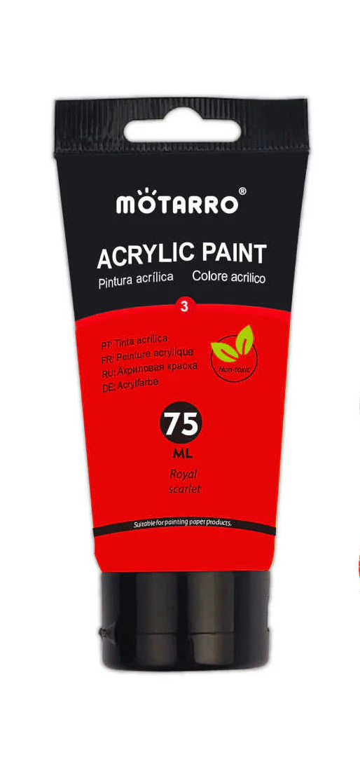 Motarro ACRYLIC PAINT 75ml Royal Scarlet / طلاء أكريليك من موتارو – 75 مل، لون أحمر ملكي قرمزي