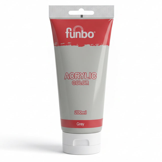 Funbo Acrylic Color Paint 200 ml - Grey / دهان أكريليك فنبو 200 مل