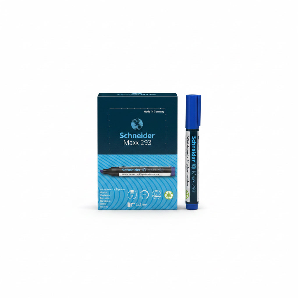 Schneider Maxx 293 Whiteboard Marker – Blue, 2+5mm (Pack of 10) / اقلام سبورة ازرق مشطوف شنايدر