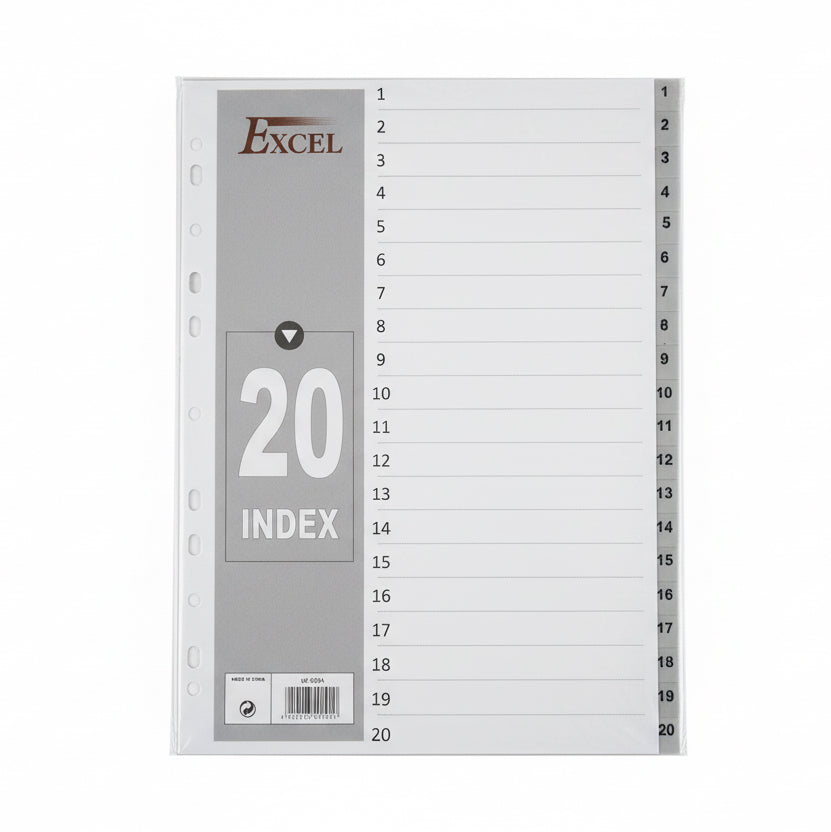 Excel A4 20 Index / إكسل A4  – فهرس من 20 فاصل