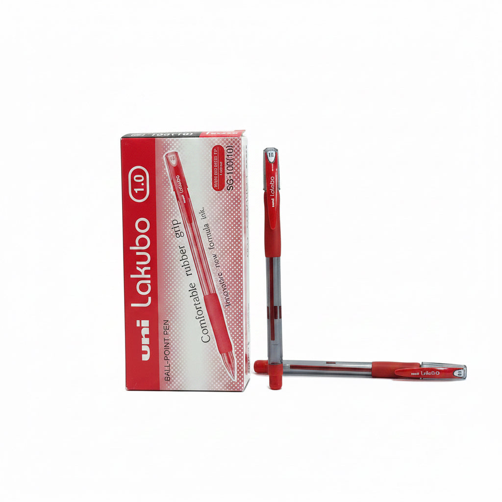 uni Lakubo BALL-POINT PEN 1.0mm Red x12 – 1.0mm Medium / يوني لاكوبو قلم جاف 1.0مم أحمر ×12 – سن 1.0مم