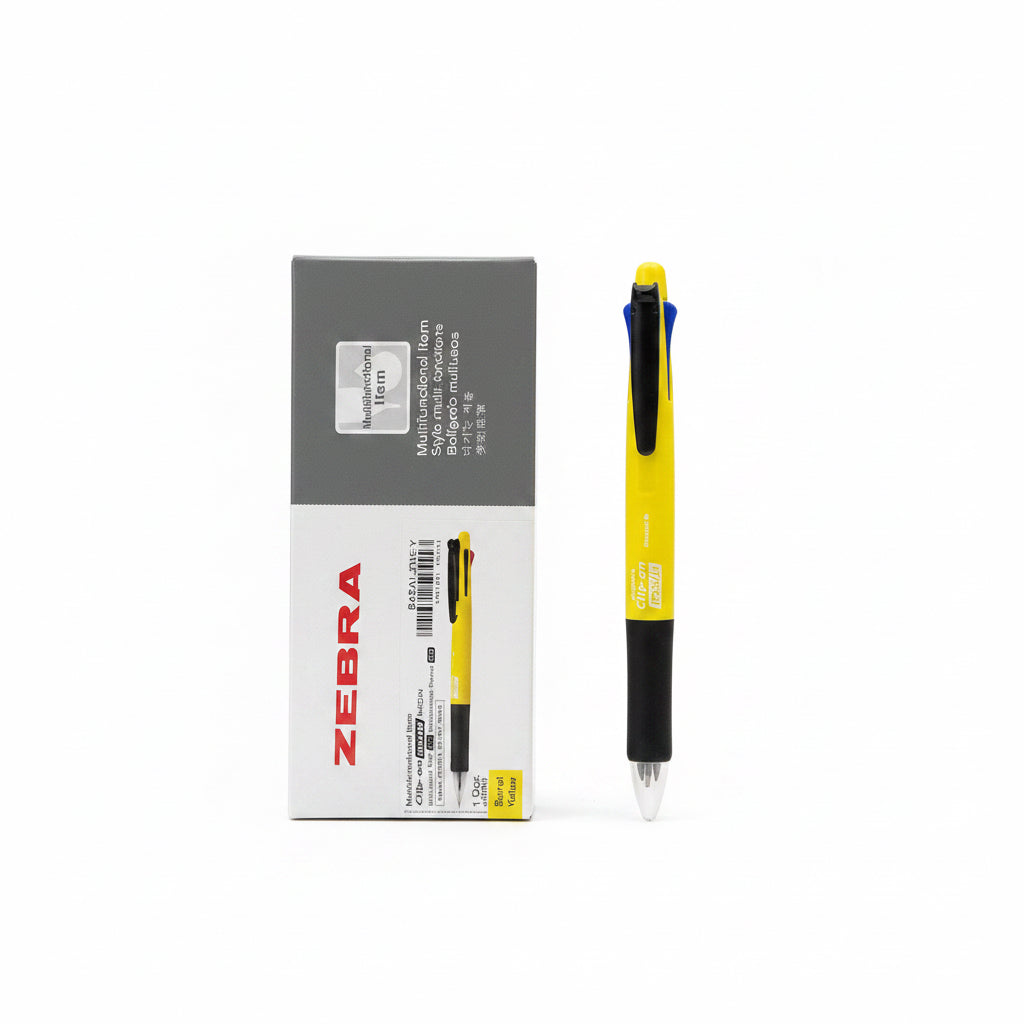 ZEBRA Clip-On Multi Neon Multifunctional Pen – Pack of 12 – Yellow Barrel / زيبرا عنصر متعدد الوظائف مشبك متعدد نيوني ×12 – جسم أصفر