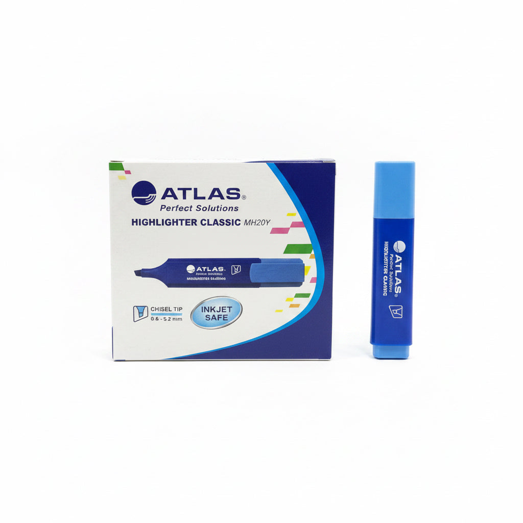 ATLAS Highlighter Classic MH20Y Blue x10 / أتلاس محدد نص كلاسيك MH20Y أزرق 10 قطع