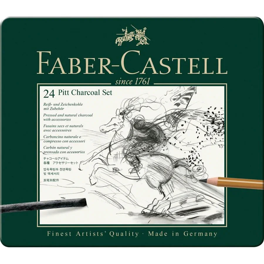 Faber-castell 24 Pitt Charcoal Set / مجموعة فحم بيت فابر-كاستل – 24 قطعة