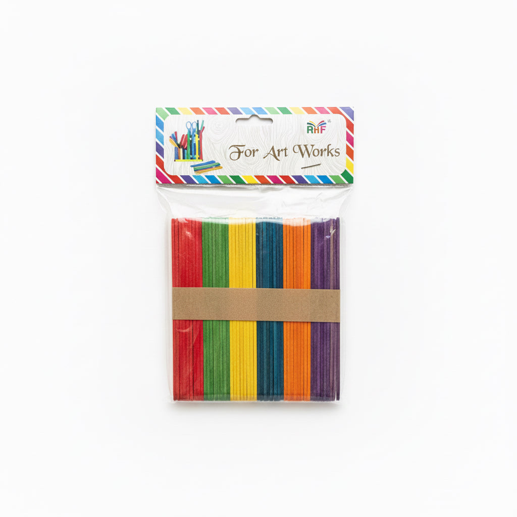 RHF Colored wooden craft sticks Thin / عيدان حرف يدوية خشبية ملوّنة