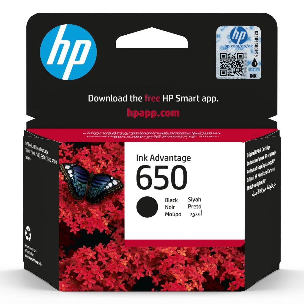 Original HP Ink Cartridge 650 Black 360* pages / خرطوشة حبر أصلية HP 650 أسود 360* صفحة