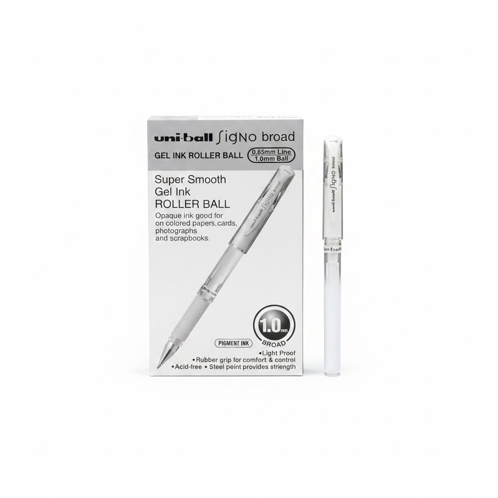 uni-ball Signo Broad 1.0mm Gel Ink Rollerball Pen – White (1 Dozen) / قلم حبر جل يوني-بول سيجنو عريض 1.0mm – أبيض (دستة)