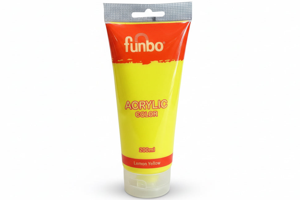 Funbo Acrylic Color Paint 200 ml - Lemon Yellow / دهان أكريليك فنبو 200 مل