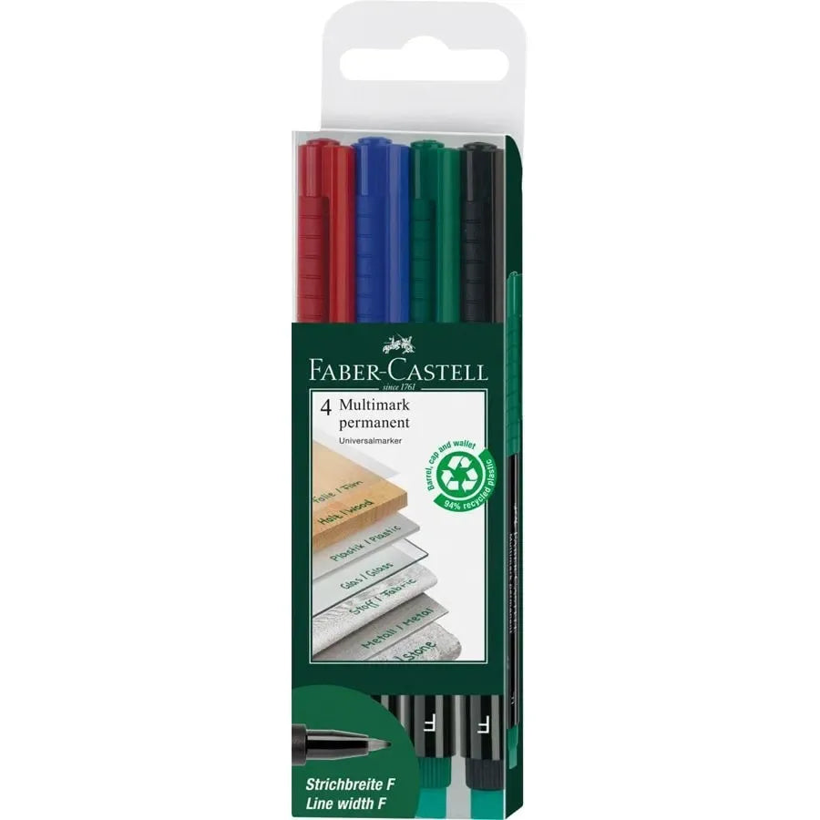 Faber Castell 4 Multimark Permanent universal Marker F / قلم فابر-كاستل Multimark الدائم الشامل – ٤ أقلام F