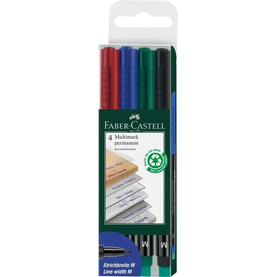 Faber Castell 4 Multimark Permanent universal Marker M / قلم فابر-كاستل Multimark الدائم الشامل – ٤ أقلام