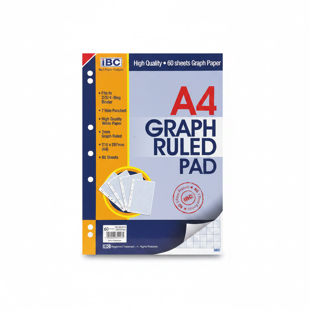 IBC A4 GRAPH RULED PAD 60 Sheets / دفتر مربعات IBC مقاس A4، عدد 60 ورقة