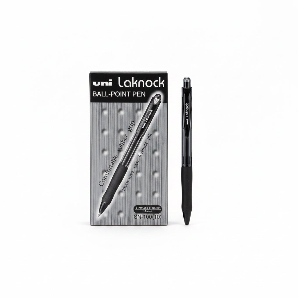 uni Laknock BALL-POINT PEN 1.0mm Black x12 / يوني لاكنوك قلم جاف 1.0مم أسود ×12