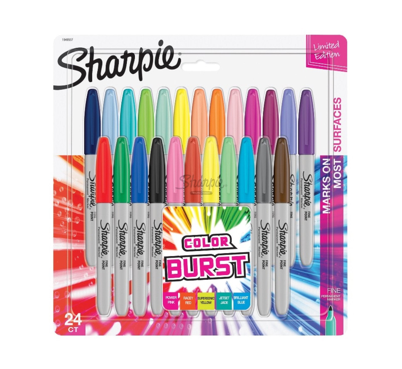 Sharpie Permanent Markers Fine Color Burst 24 pcs. / أقلام شاربي دائمة رفيعة بألوان زاهية (عدد 24)