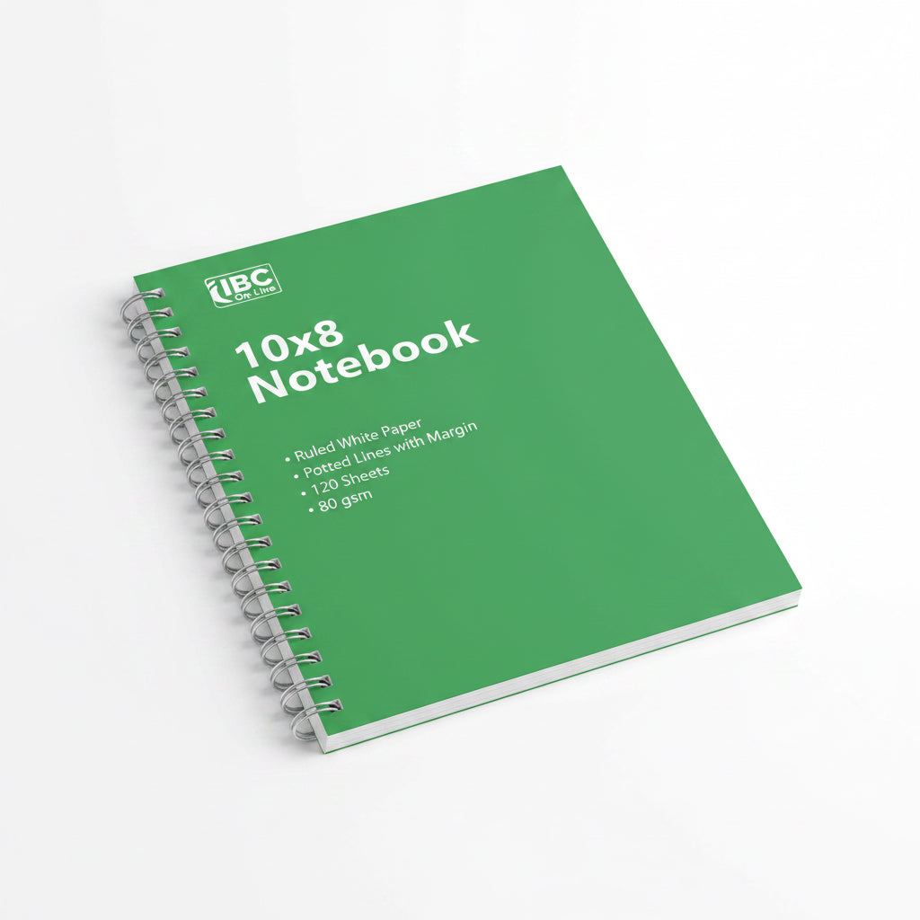 IBC on-line NoteBook – Green 10x8" 120 Sheets / دفتر IBC أون-لاين – أخضر ‎10×8‎ 120 ورقة