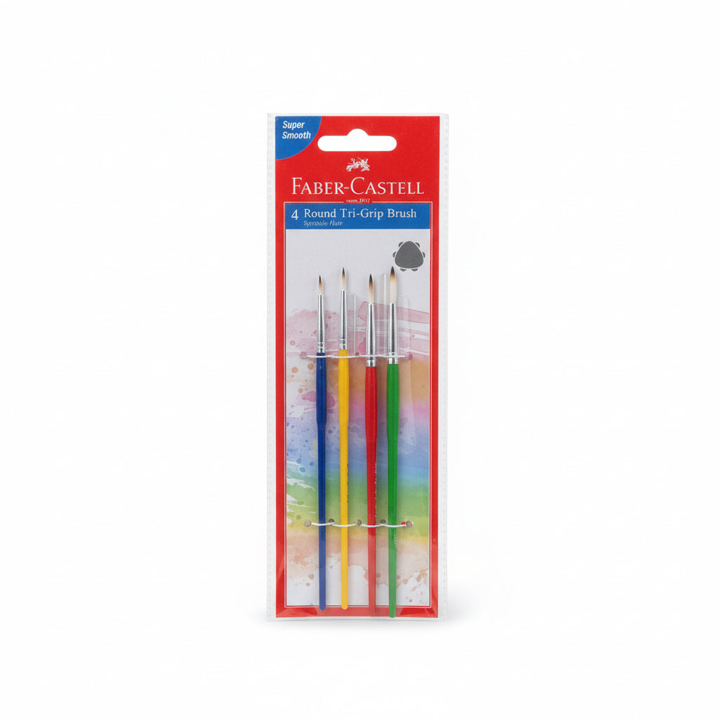 Faber castell 4 round tri-grip brushes / فابر-كاستل 4 فرش دائرية ثلاثية المقبض