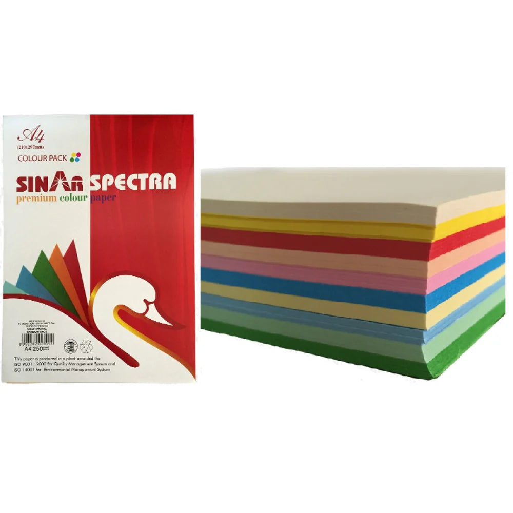SINAR SPECTRA Premium Colour paper A4 - 250 Sheets / ورق ملوّن سينار سبيكترا فاخر حجم A4 عدد 250 ورقة