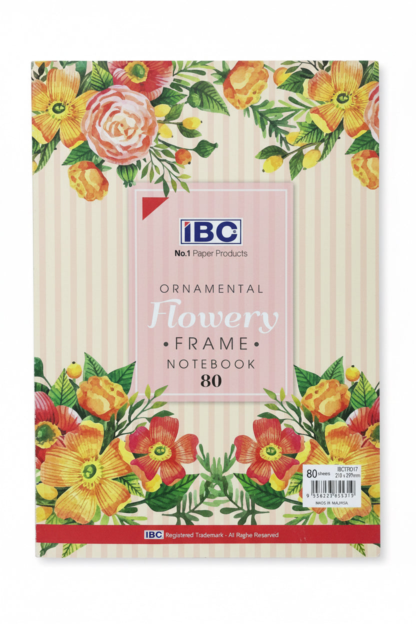 IBC Flowery FRAME Notebook 80 / دفتر IBC بإطار زهري، 80 ورقة