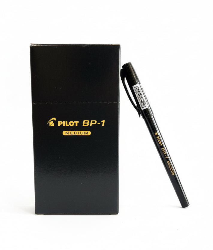 PILOT BP-1, MEDIUM 1.0 BALL POINT PEN 1 Dz. Black / قلم حبر جاف بايلوت BP-1 مقاس متوسط 1.0 عدد 1 دزينة اسود