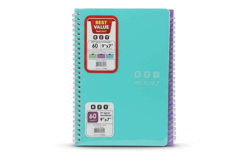 EZY 60 Sheets 9"x7" 3 Notebooks / إيزي 60 ورقة مقاس 9 × 7 بوصة (3 دفاتر)