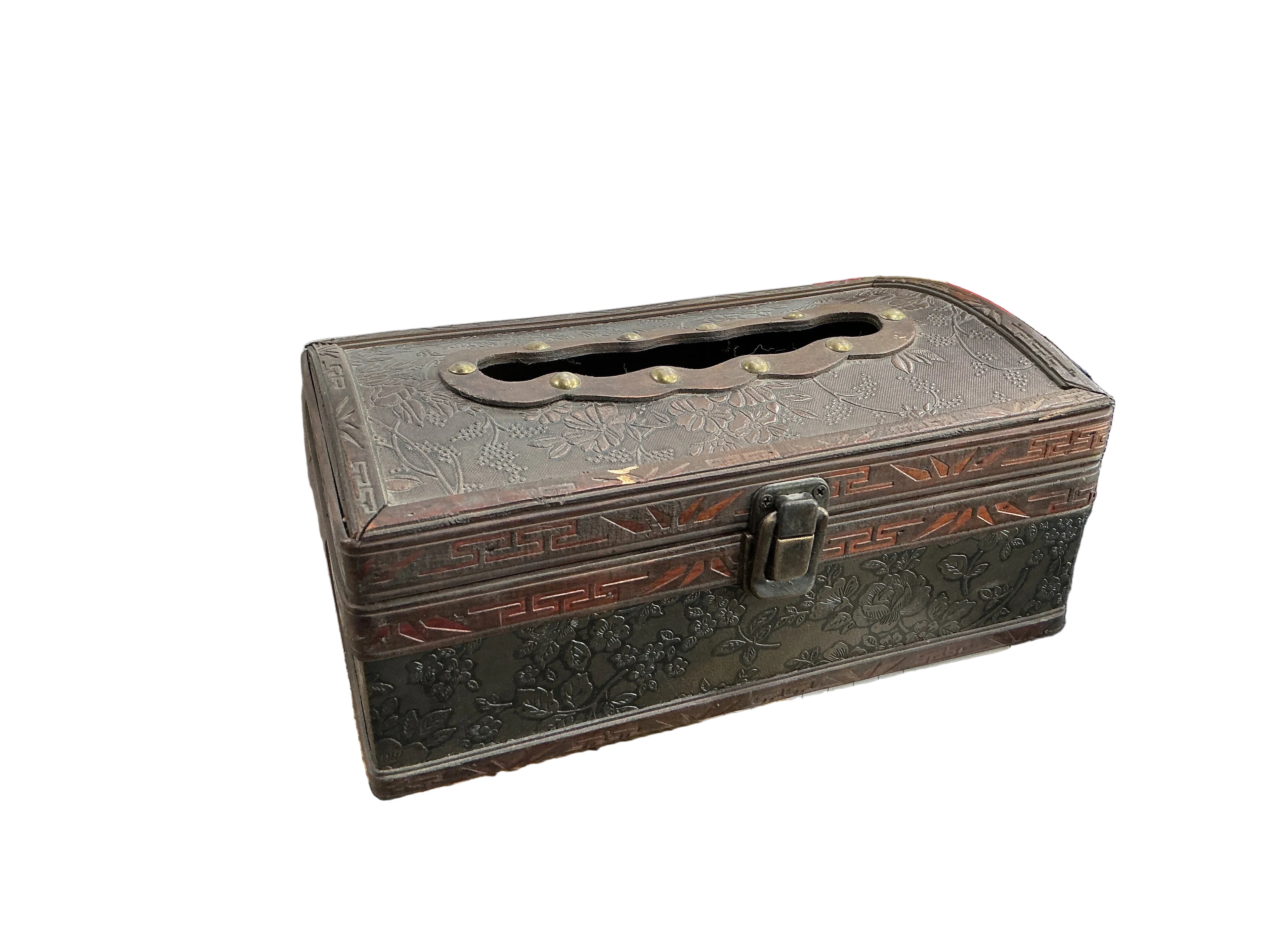 Antique-style wooden tissue box holder / حامل مناديل خشبي بطراز عتيق
