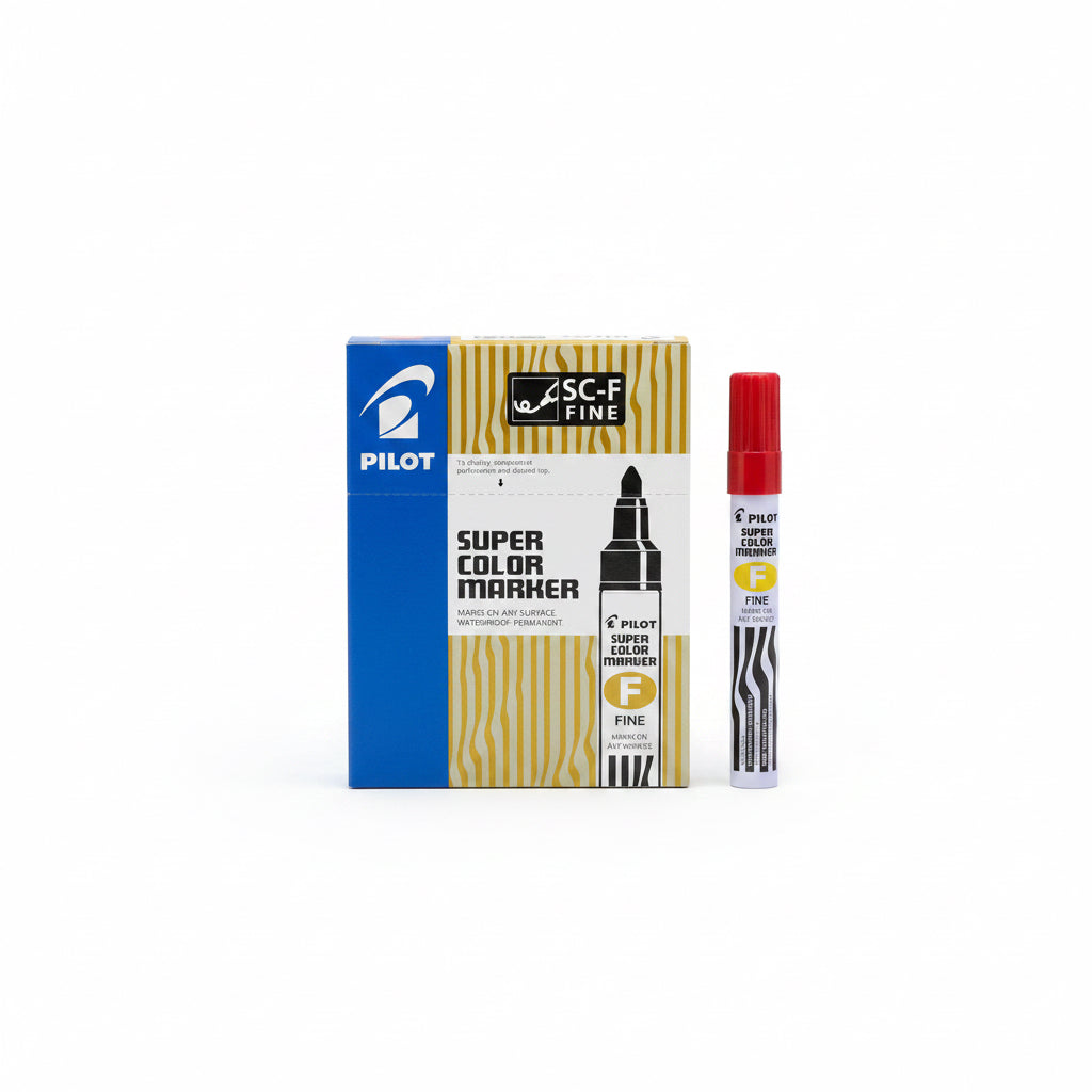 Pilot SC-F FINE SUPER COLOR MARKER x12 Red / بايلوت SC-F ماركر سوبر ملون دقيق × 12 أحمر