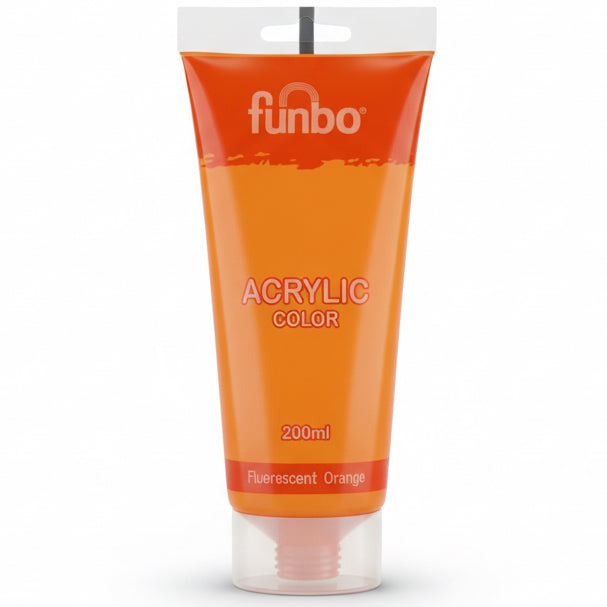 Funbo Acrylic Color Paint 200 ml - Flourescent Orange / دهان أكريليك فنبو 200 مل