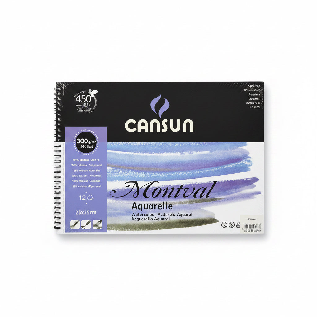 Canson Montval 300gsm 12 Sheets 25x35cm / ورق كانسون Montval، وزن 300 غ/م²، 12 ورقة، مقاس 25×35 سم