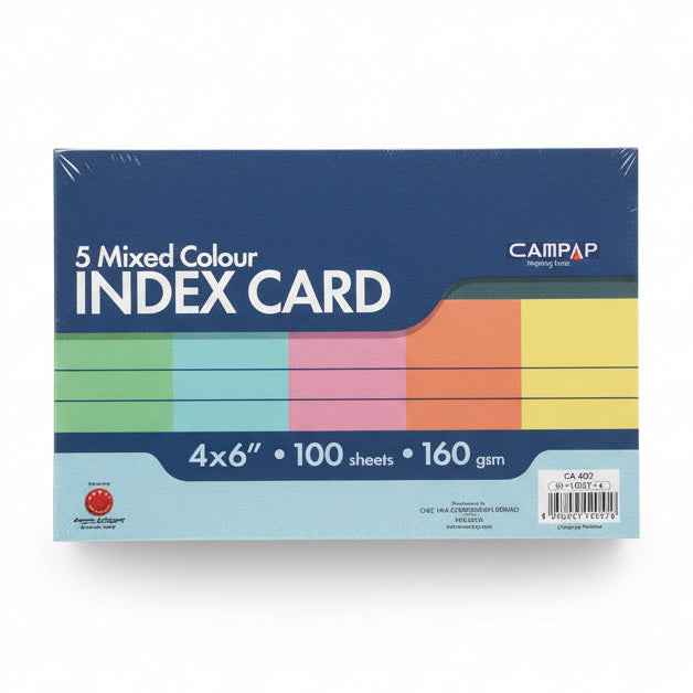 5 Mixed Colour INDEX CARD 100 Sheets / بطاقات فهرسة بألوان مختلطة – 100 ورقة