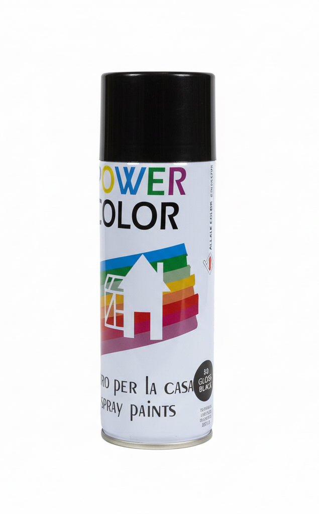 POWER COLOR Spray Paint Gloss Black / بخاخ طلاء باور كولور – أسود لامع
