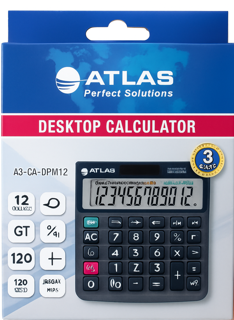 ATLAS DESKTOP CALCULATOR AS-CA-DPM12 / آلة حاسبة مكتبية أطلس AS-CA-DPM12