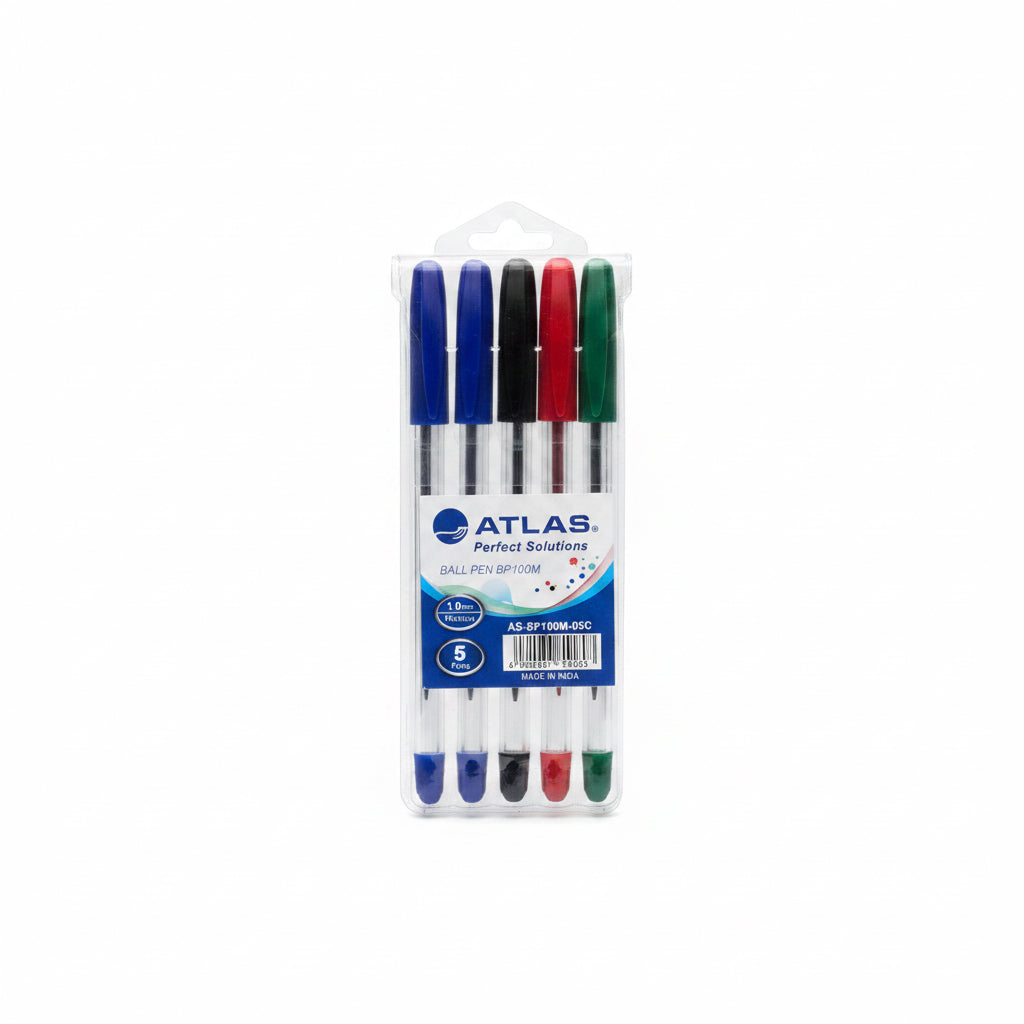 Atlas Ball Pen BP100M – 1.0 mm Medium Tip (Pack of 5) / قلم حبر أطلس BP100M