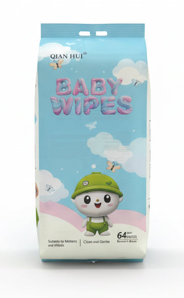 BABY WIPES 64 Pcs, 8 pcs x 8packs /  قطع × 8 عبوات مناديل مبللة للأطفال – 64 قطعة