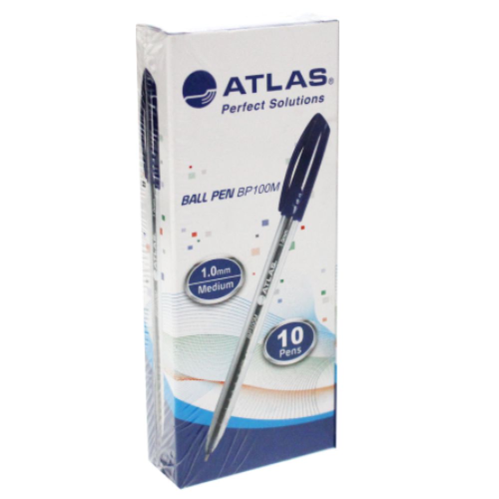 Atlas Ball Pens BP100M x10 (Blue) / أطلس أقلام حبر جاف BP100M عدد 10 (أزرق)