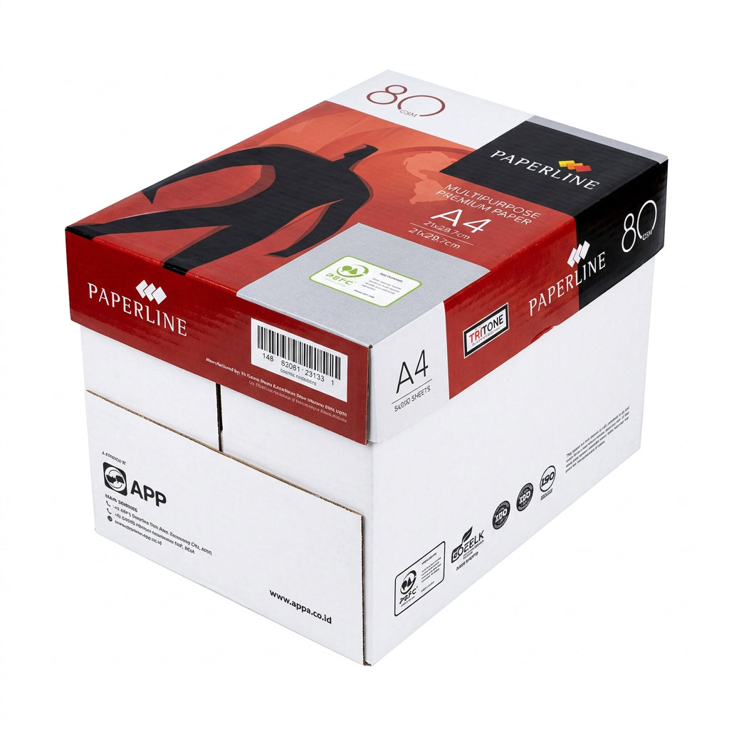 Paperline A4 Copy Paper 80gsm – Box of 5 Reams / ورق تصوير بيبرلاين A4 ‏80 جرام – علبة 5 رزم