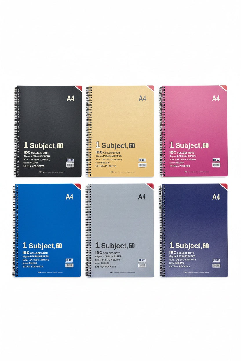 IBC A4 1 Subject, 60 Sheets, 4 POCKETS / IBC دفتر A4، مادة واحدة، 60 ورقة، 4 جيوب