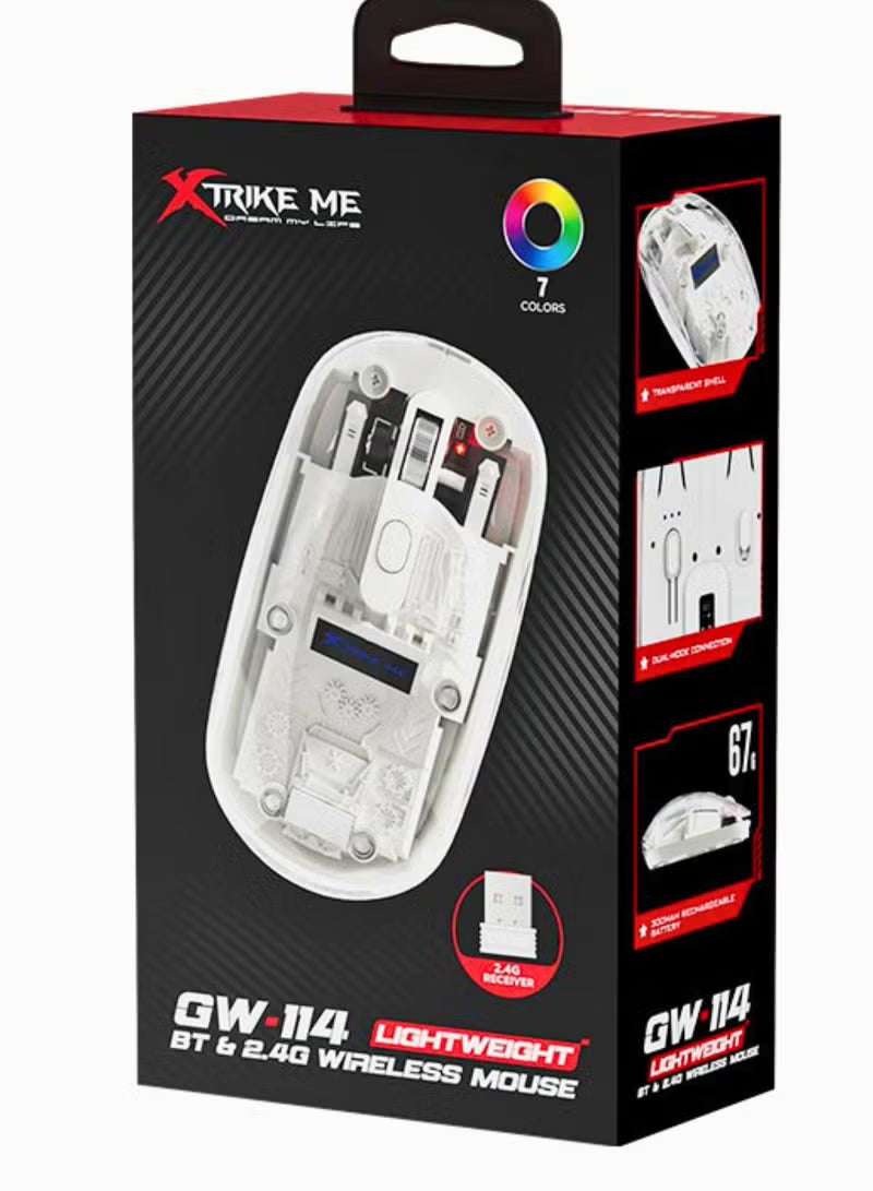 GW-114 LIGHTWEIGHT BT & 2.4G WIRELESS MOUSE / فأرة لاسلكية خفيفة الوزن بتقنية البلوتوث و 2.4 جيجا GW-114