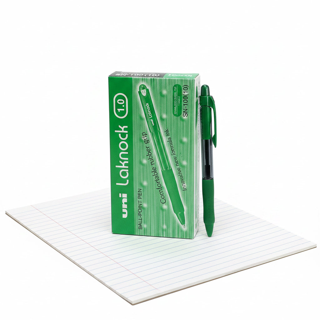 uni Laknock BALL-POINT PEN 1.0mm Green x12 / يوني لاكنوك قلم جاف 1.0مم أخضر ×12