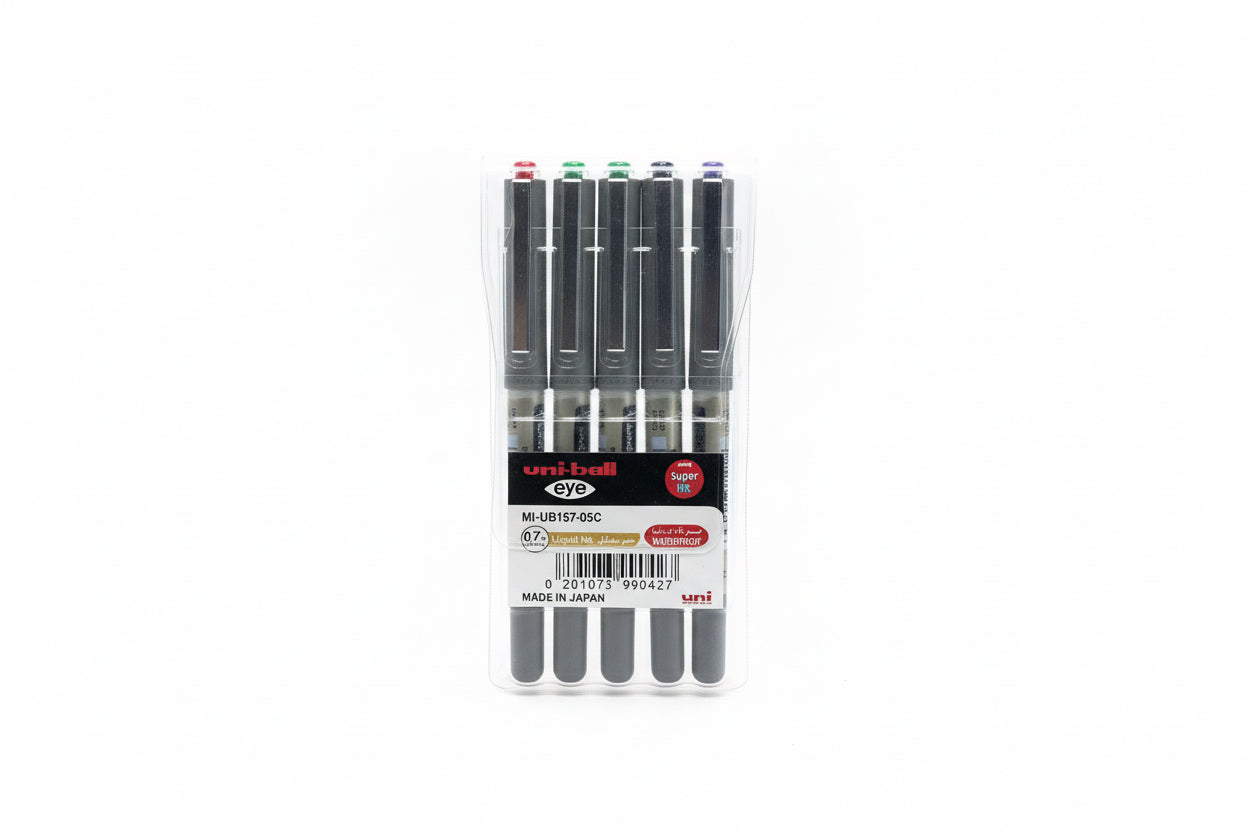 uni-ball eye 0.7mm liquid ink 5 pcs / أقلام يوني-بول آي 0.7 مم – 5 قطع