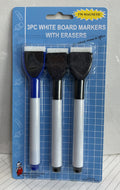 Whiteboard Markers with Erasers – 3 Pieces Set / 3 أقلام سبورة بيضاء مع ممحاة