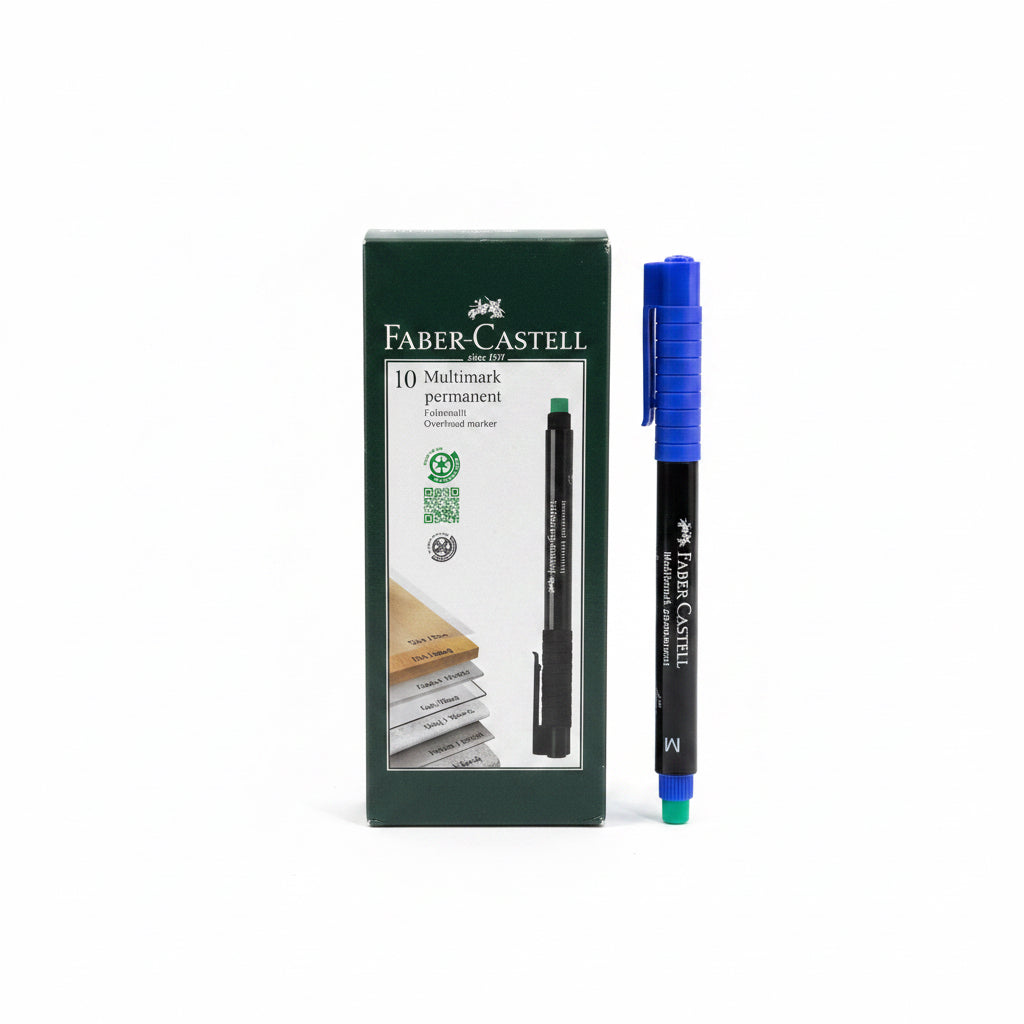 Faber Castell Multimark Permanent x10 Blue / فابر كاستل مالتي مارك دائم ×10 أزرق