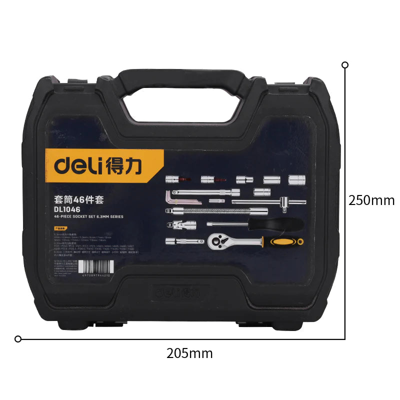deli 46-Piece 6.3mm socket Set DL1046 / طقم مقابس 46 قطعة 6.3 مم دِلي DL1046