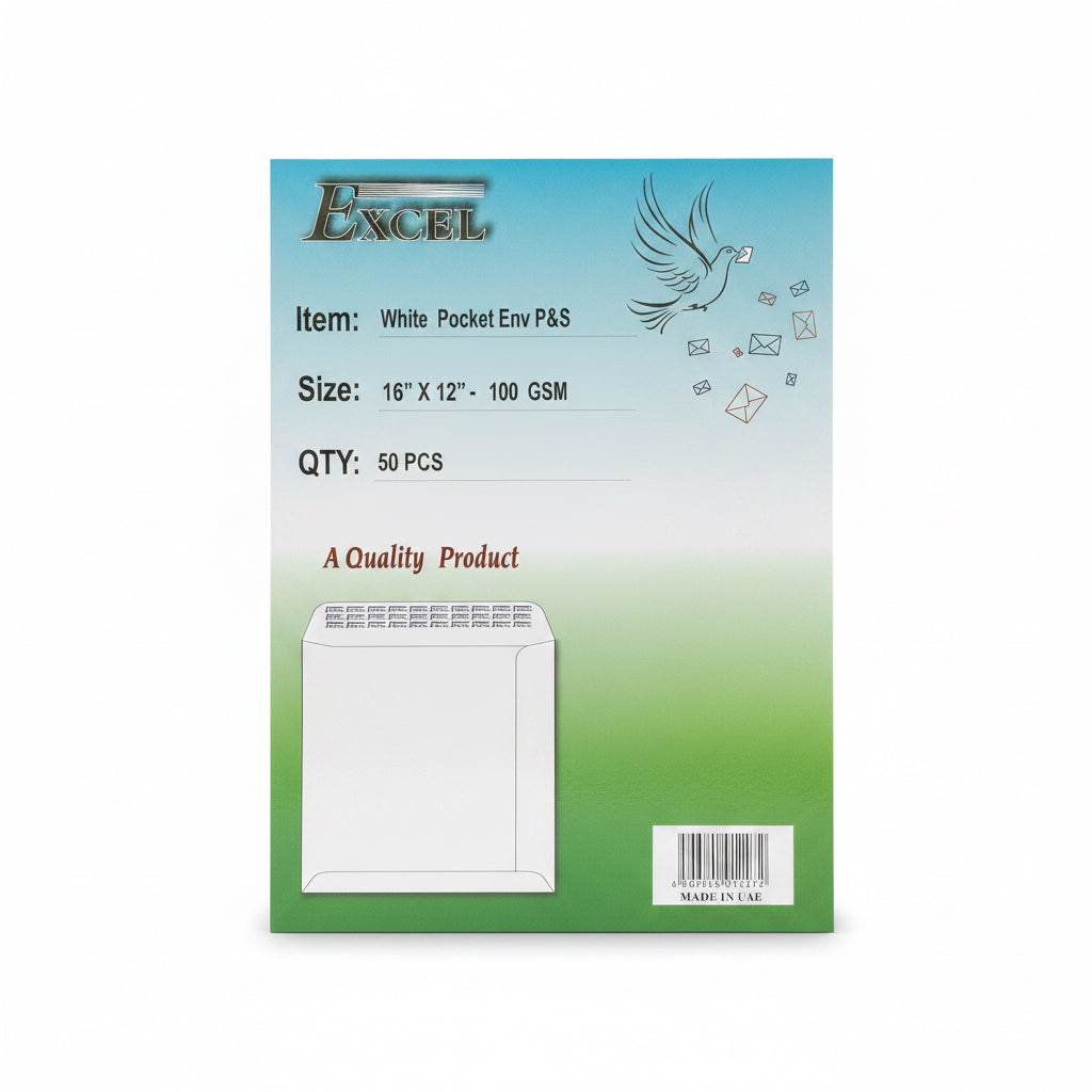 EXCEL White Pocket 16"x12" 50 pcs White