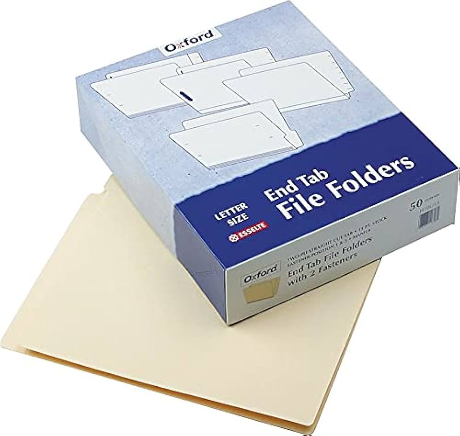 Oxford End tab File folders 50 Letter Size / مجلدات ملفات بنهاية لسان (End Tab) من Oxford، عدد 50، مقاس حرفي