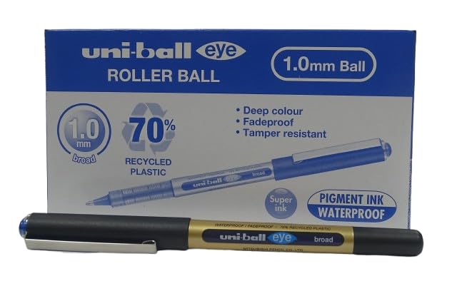 uni-ball eye ROLLER BALL 1.0mm, 12 Pcs Blue / أقلام يوني-بول آي رولر بول مقاس 1.0 مم، عدد 12 قلم، لون ازرق