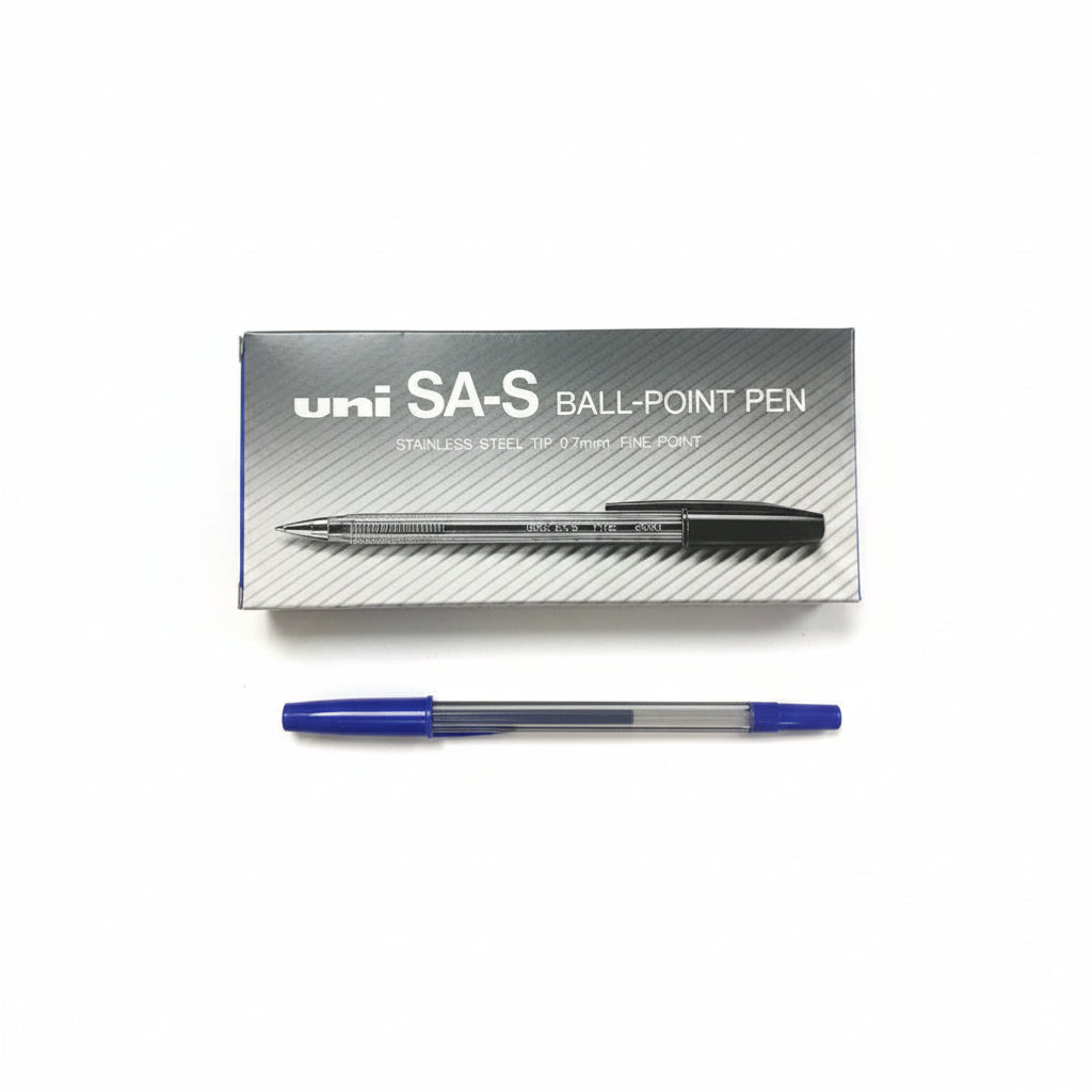 uni SA-S Medium Ball-Point Pen 0.7mm – Blue (Pack of 12) / يوني قلم حبر كروي متوسط SA-S 0.7 مم أزرق ×12