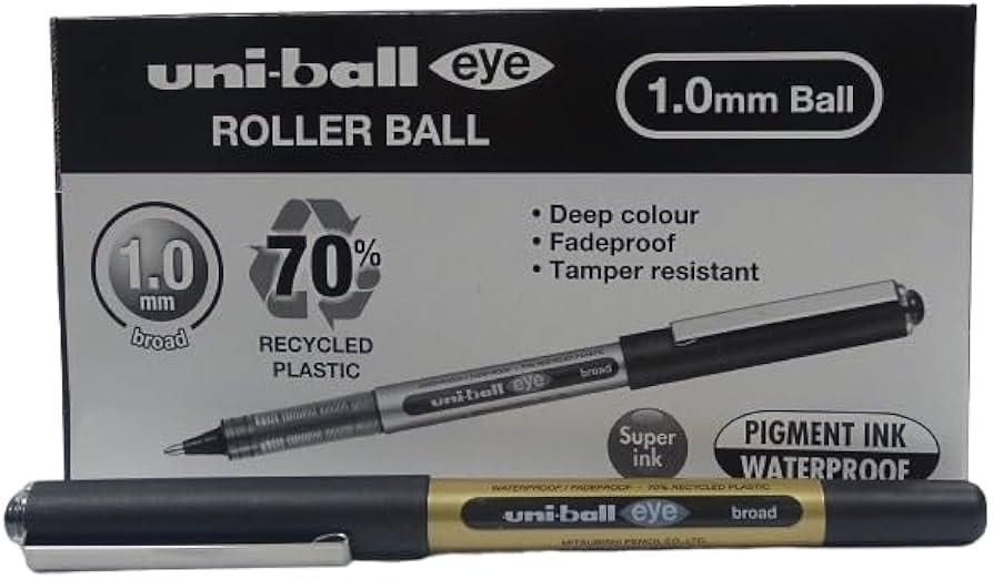 uni-ball eye ROLLER BALL 1.0mm, 12 Pcs Black  / أقلام يوني-بول آي رولر بول مقاس 1.0 مم، عدد 12 قلم، لون أسود