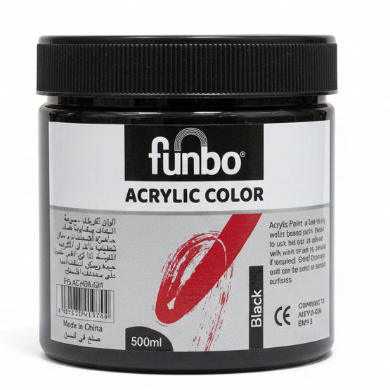 funbo ACRYLIC COLOR Black 500ml / فنبو أكريليك أسود