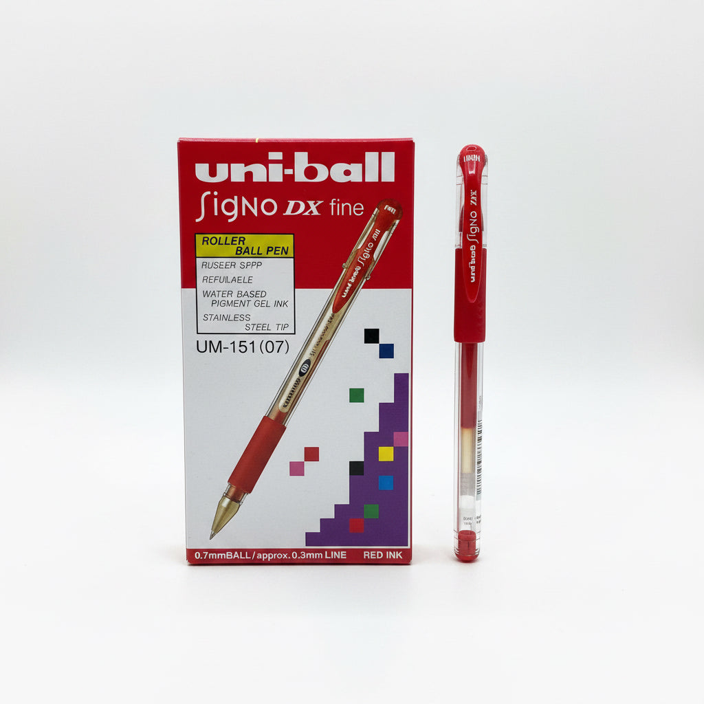 uni-ball Signo DX Fine Roller Ball Pen – Red (1 Dozen) / قلم حبر كروي يوني-بول سيجنو DX رفيع – أحمر (دستة)